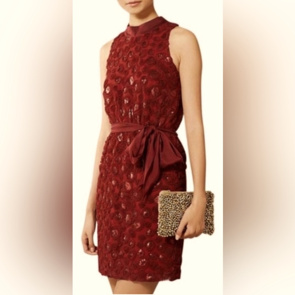 Sachin+Babi Sleeveless Tulle Sequin Rosette Dress for Anthropologie Bordeaux